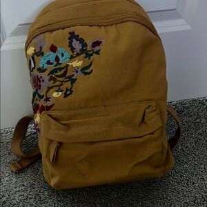 Embroidered Tan Backpack